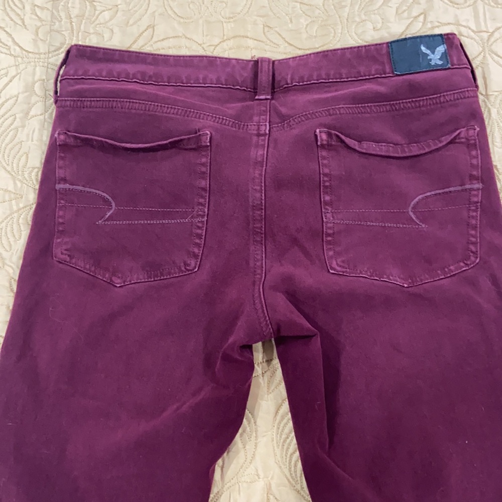 Burgundy American Eagle Skinny Jeggings - Picture 2 of 6